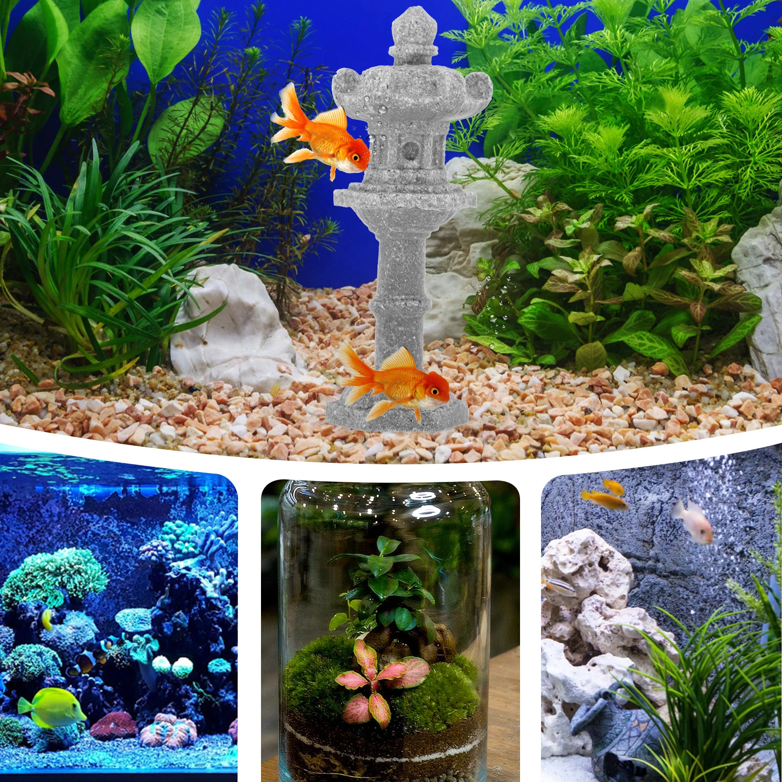 

Japanese Pagoda Lantern Mini Statue Micro Landscape Garden Decor Bonsai Adorn Simulation Pavilion Mini Garden Ornaments