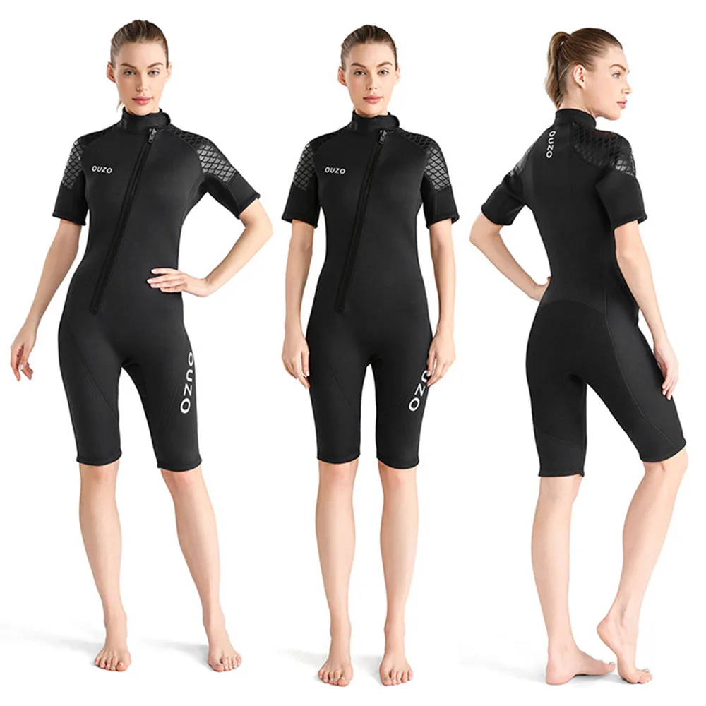 Neoprene Wetsuit Men's and Women's 3mm Short Wetsuit One-piece Diving Suit Front Zip Scuba Diving Snorkeling Surfing Swimming