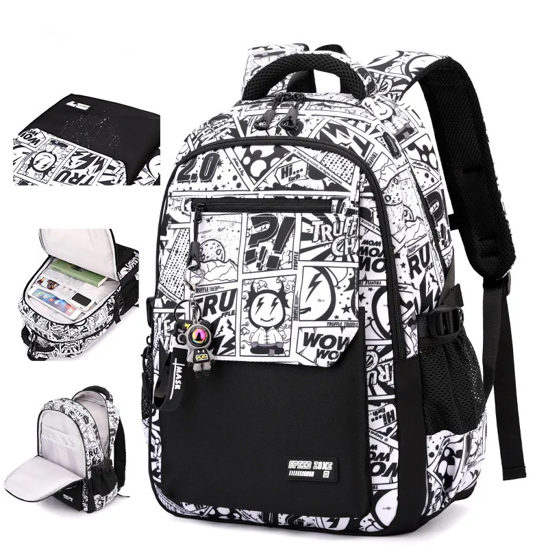

Новинка 2025 года, водонепроницаемый мужской рюкзак, подходит для 15,6-дюймового ноутбука, рюкзак с принтом граффити, женский оксфордский дорожный мужской рюкзак, винтажная школьная сумка