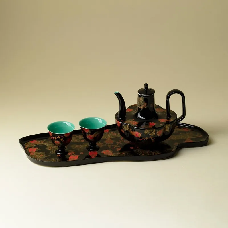 Style Fish Jumping Wine Set High-end Turquoise Green Chinese Wine Jug Cup Set Holiday Gifts To Entertain Guests