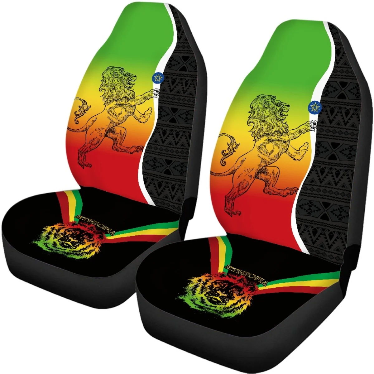 New Ethiopia Flag Design Front and Back for Vehicle Seat Covers Pack of 4 Universal Front and Back Seat Protective Cover Gifts