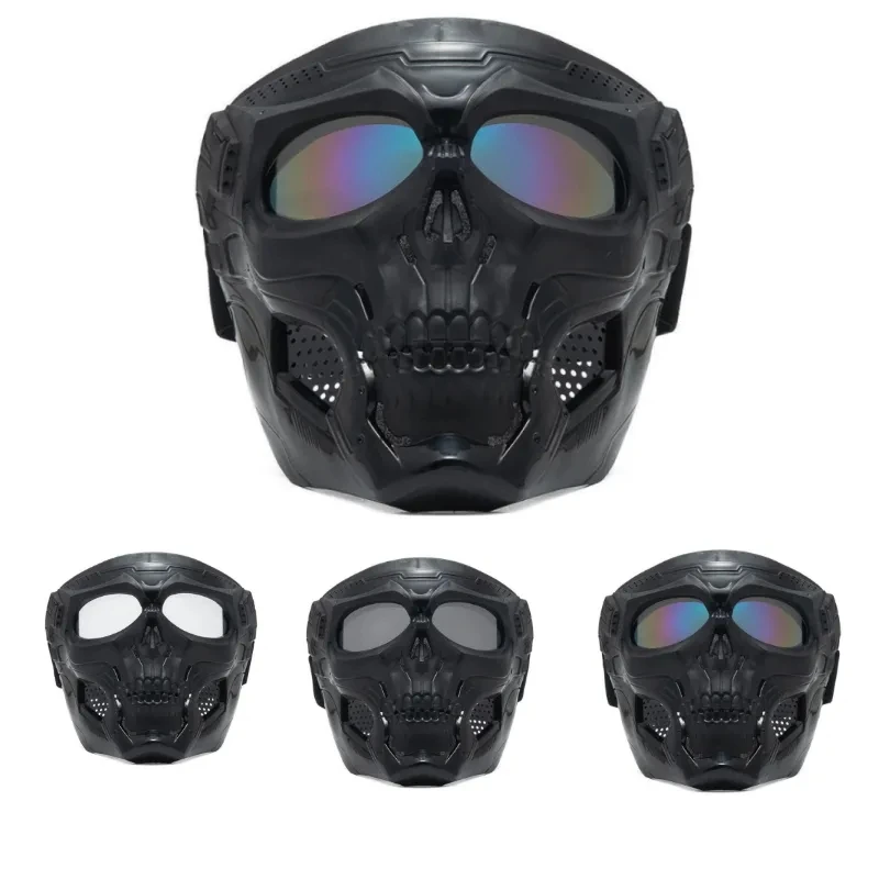 Skull Mask Motorcycle Mask Bicycle Riding Windproof Full Face Skeleton Protective Mask Colored Goggle Tactical Cycling Bike