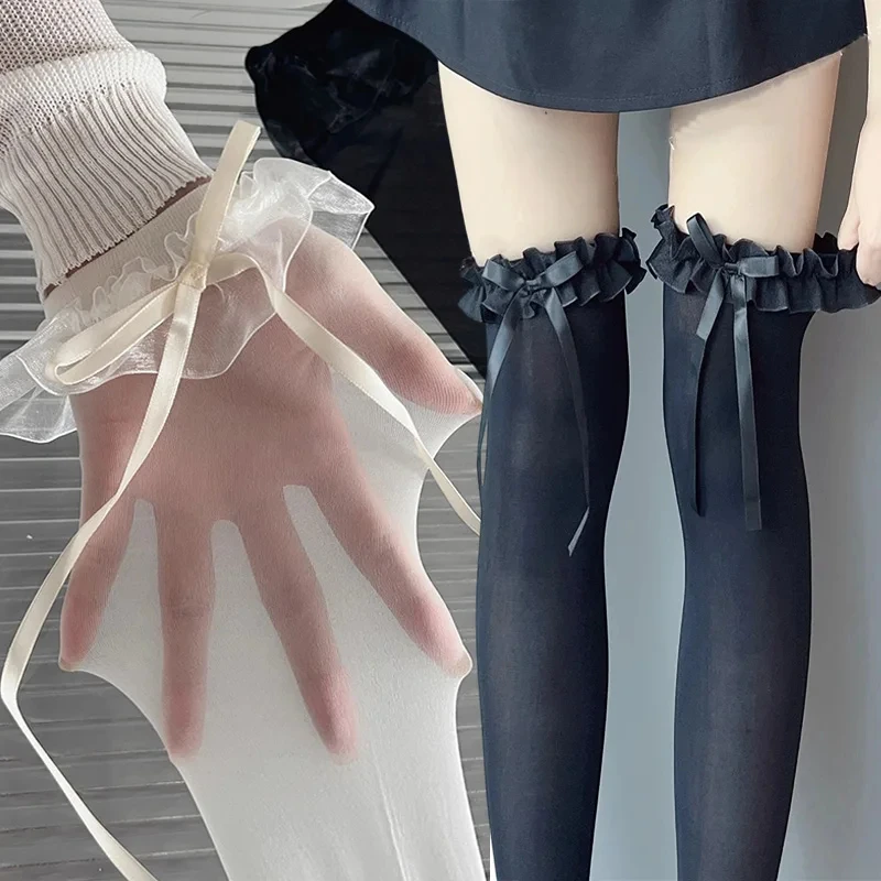 Lolita JK knee length stockings, bow tie stockings, sexy lace thigh stockings, sweet and cute stockings
