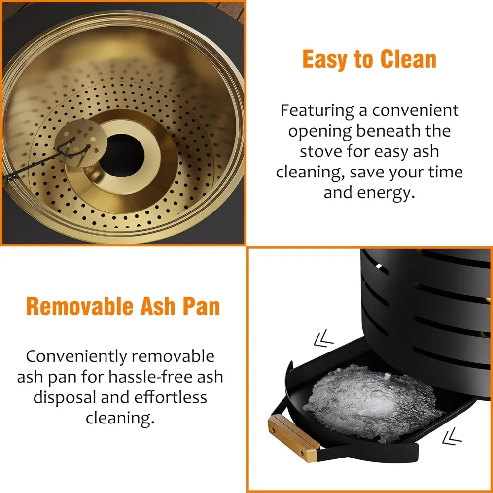 مجموعة حفرة النار المحمولة الخارجية، 19 بوصة من الفولاذ المقاوم للصدأ، حرق الخشب، دخان منخفض #4