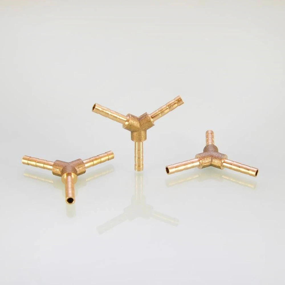 6/8/10/12/14/16 Hose Barb Tail Y-Shape 3 Ways Reudcing Euqal Brass Pipe Fitting Splitter Coupler Adapter Connector Water Gas Oil