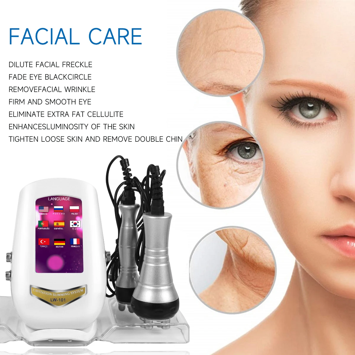 radiofrequência corporal profissional Máquina Multipolar radiofrequência corporal Rejuvenescimento Facial Beleza Ferramenta cavitador 3 em 1