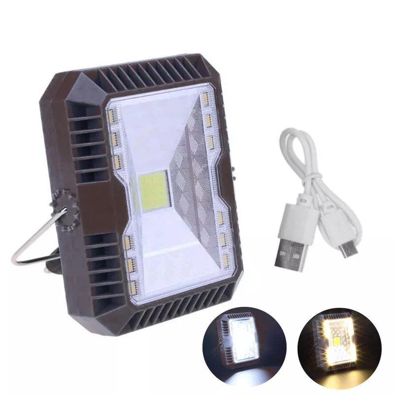 Waterproof LED Floodlight Camping Light 3 Modes Solar USB Rechargeable Portable Tent Lamp Emergency Outdoor