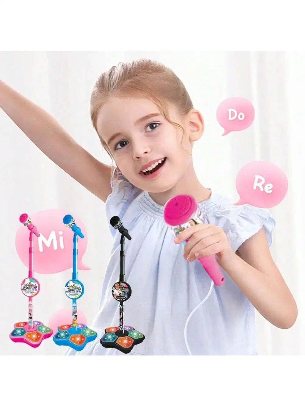 Microphone chantant pour enfants, jouet avec haut-parleur de musique, Instrument de karaoké lumineux, cadeau d'anniversaire pour enfants