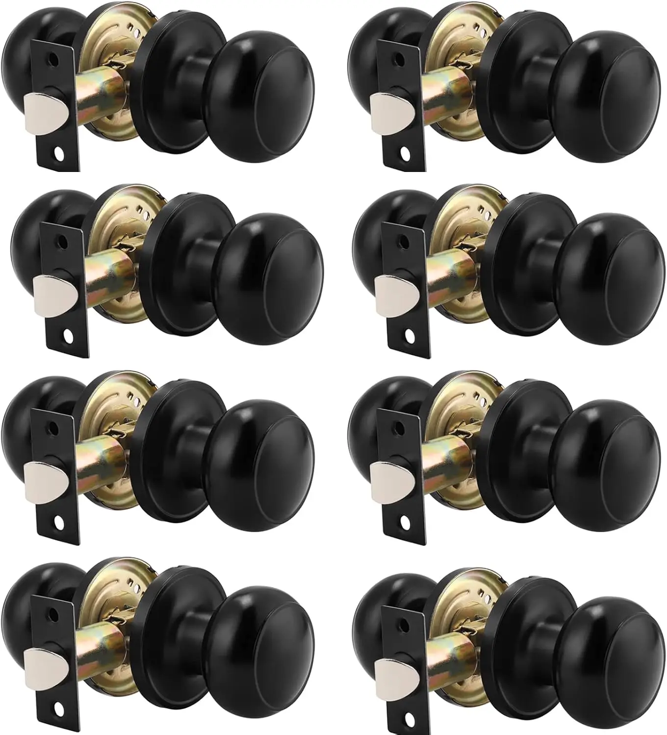 

Probrico 8 Pack Passage Door Knobs Non-Locking Keyless for Hallway Closet Interior Exterior Doors, Black Finish Modern Design
