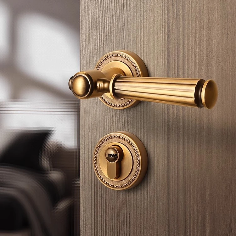 قفل باب مغناطيسي صامت أمريكي قفل باب نحاسي فرنسي غرفة النوم مقبض باب عتيق