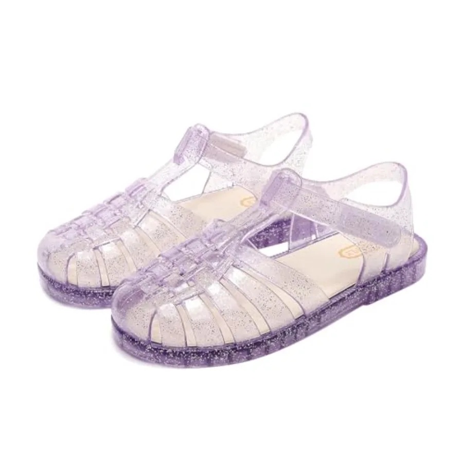 

Jelly Sandals for Girls, Closed Toe Princess Costume Summer Dress Shoes Fisherman Water Beach Rubber Sole Flat Sandals for Todd