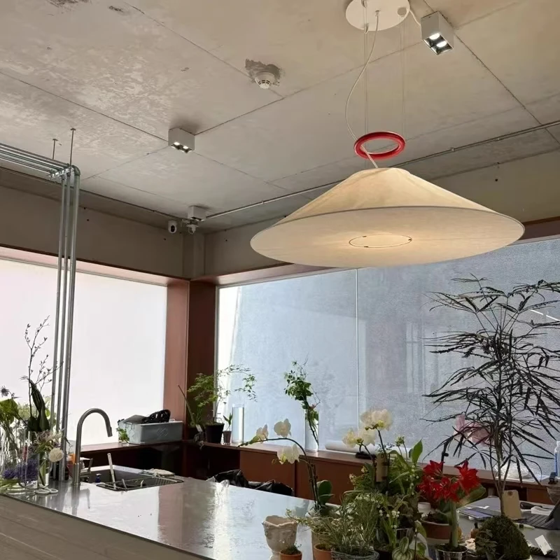 Wabi Sabi Tyvek paper pendant lamp Ceiling Suspended white hat lamp adjustable lift Art Lamp Loft Dining Room hall Hanging Light