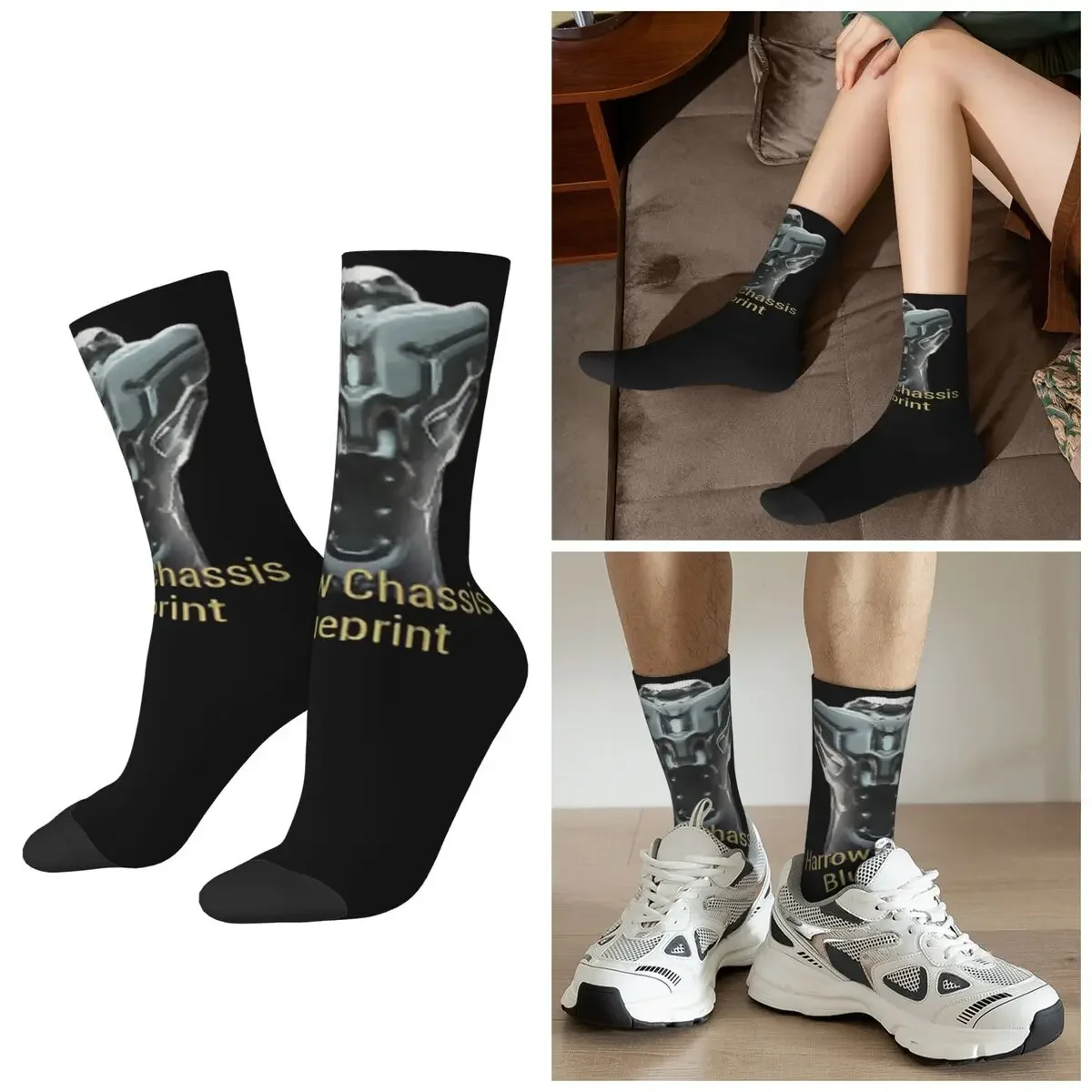 

All Seasons Harrow Chassis Blueprint Warframe Tennoc Socks Harajuku Sport Middle Tube Socks High Quality Stockings Day Gifts