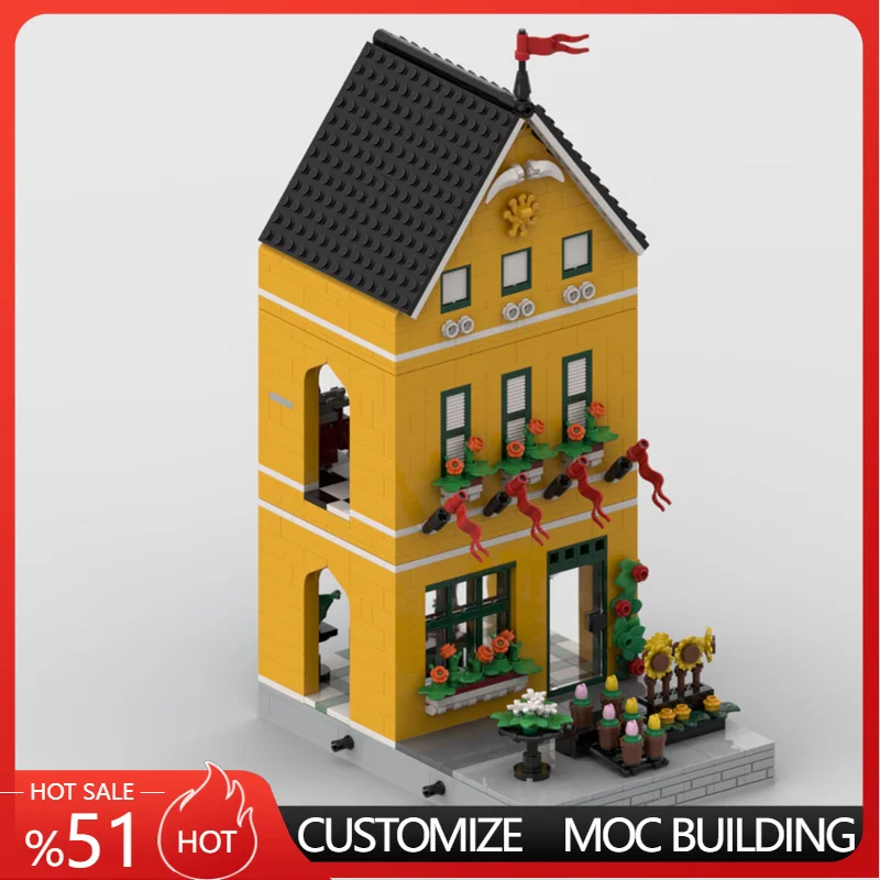 1178ピース シティストリートフラワーショップ MOC カスタマイズモジュラービルディングブロック クリエイティブデザイン シンプルデザイン キッズDIY フェスティバルおもちゃギフト