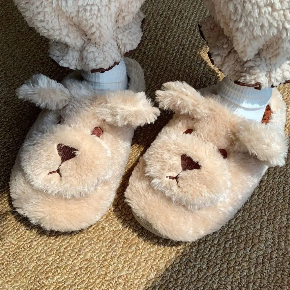 شباشب كلب قطيفة شتوية غير رسمية سميكة دافئة ناعمة كرتونية فروي شباشب لطيفة مضادة للانزلاق أحذية قطنية منزلية هدايا