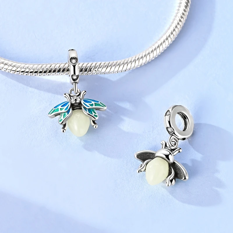 

2026 New 925 Sterling Silver Shining Luminous Firefly Charms Pendant For Women Fashion Birthday Party Jewelry Gifts