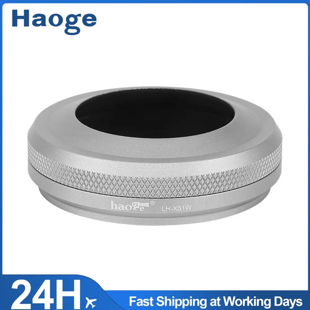 

Haoge LH-X51W 2в1 цельнометаллическая ультратонкая бленда объектива с переходным кольцом для Fuji Fujifilm FinePix X100V камера серебристого цвета