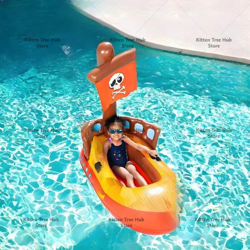 Children's pirate boat inflatable boat Children's floating water floating inflatable cushion