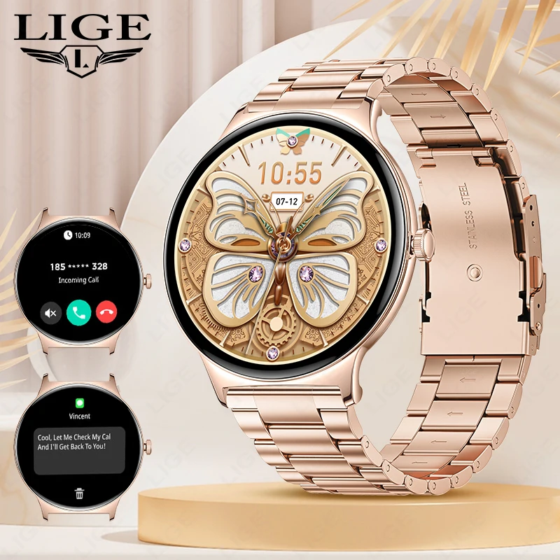 

LIGE Men Women Smart Watches Fitness Tracker Smartwatch For Android IOS Phone Female Cycle Blood Pressure Monitor Smart Bracelet