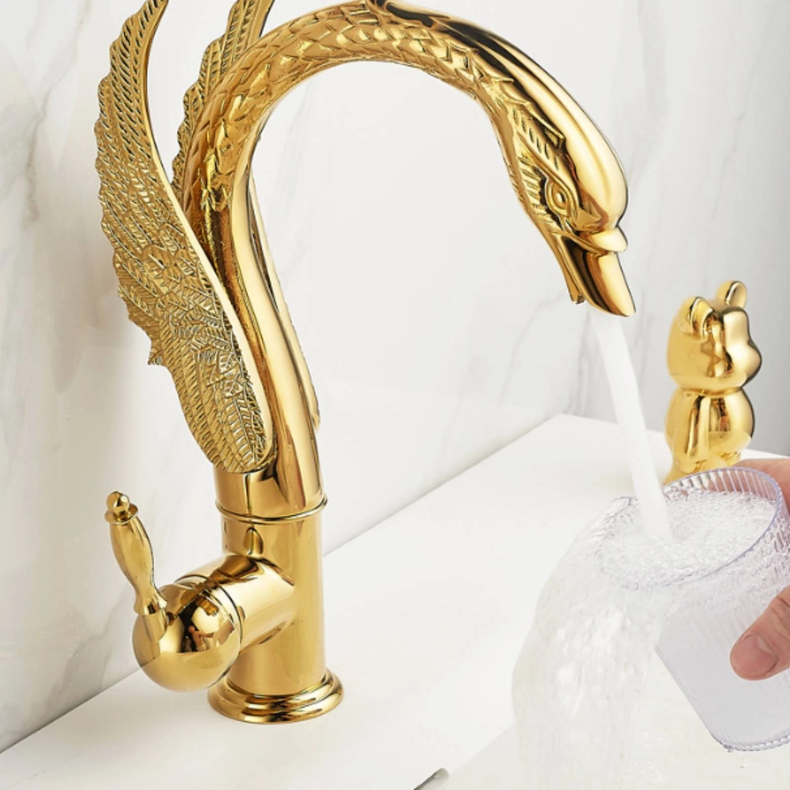 Swan Faucet High-High Arch Single-Handle Faucet Tap Solid Brass Brushed Nickel for Washbasin, Vanity