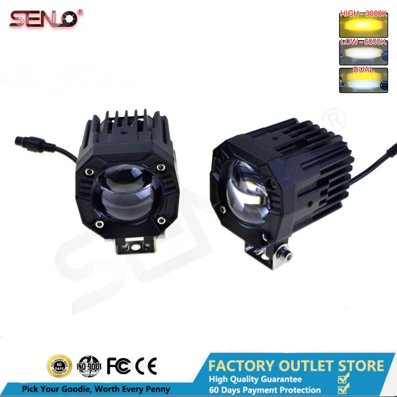 2 szt. 60W motocykl uniwersalny dodatkowe reflektory Led dla Moto reflektor LED reflektor motocyklowy pomocniczy 12V 24V lampa samochodowa