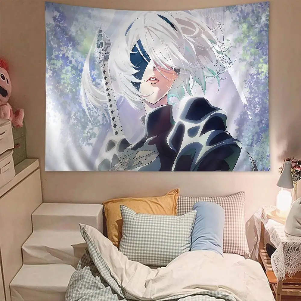 Game Nier Automata Cartoon Tapestry Art Science Fiction Room Home Decor Wall Hanging Home Decor