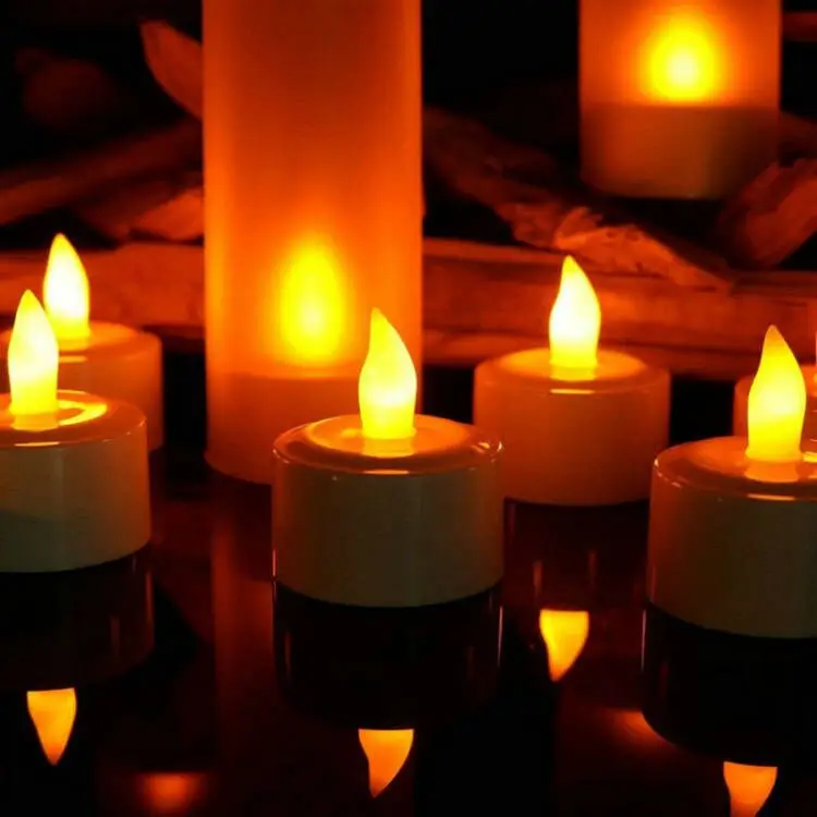 

Набор из 12 перезаряжаемых светодиодных электрических свечей с эффектом мерцающего пламени, без воска, для свадьбы, церкви, Рождества, домашнего декора - 9 цветов
