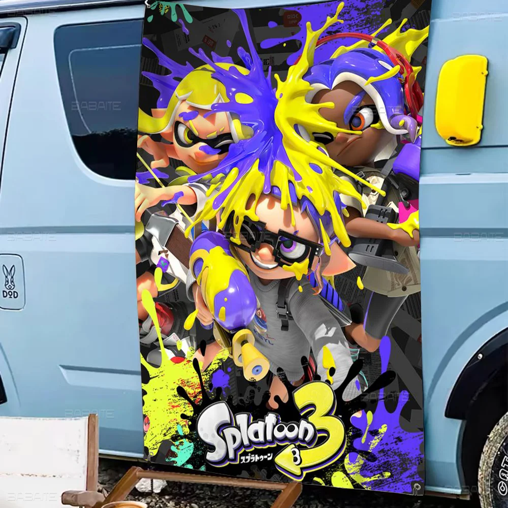 Game S-Splatoon 3 High End Quality Banner Printing Artistic Atmosphere Style Camping Flag