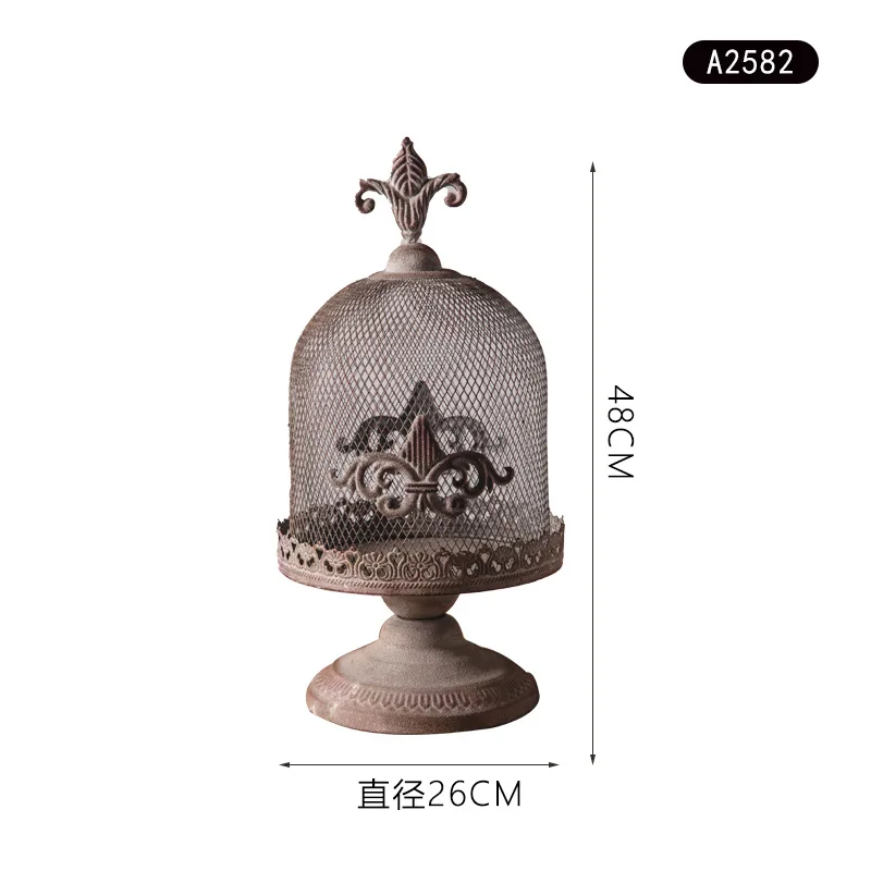 wrought iron industrial wind candle holder bedroom decoration handicrafts retro birdcage candle holder photography props