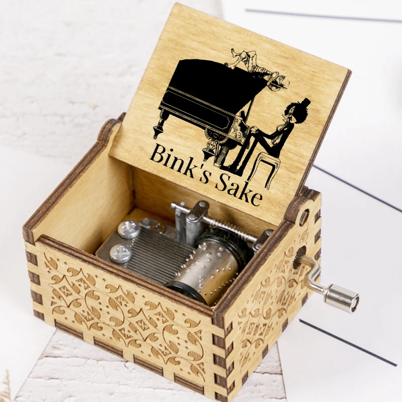 Caja de música pintada de madera de Bink, caja Musical tallada de Anime, decoración de escritorio, melodía de saquê, regalo de cumpleaños y Navidad