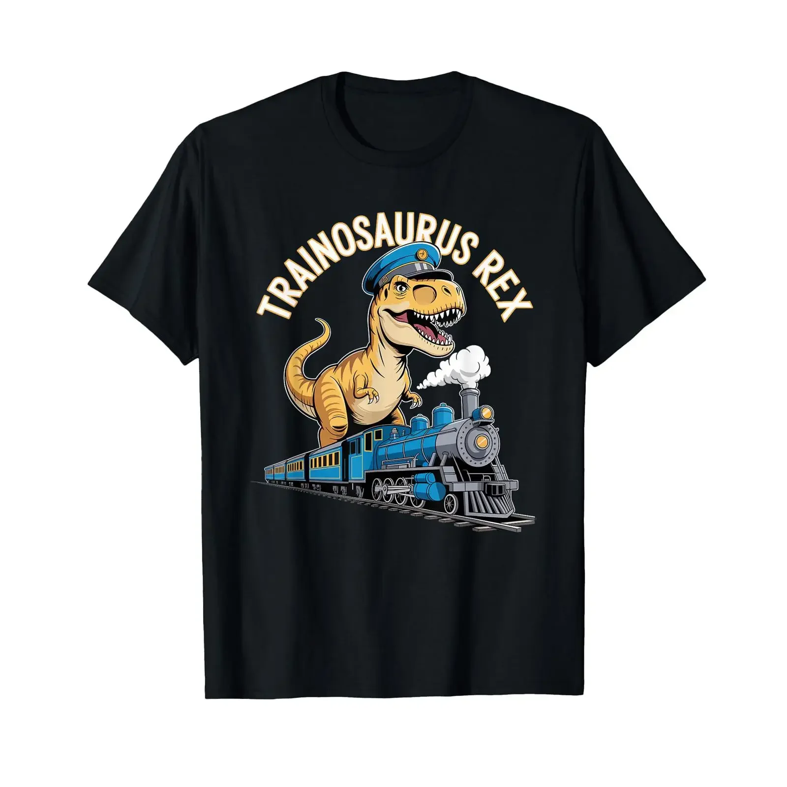Train Conductor Riding Dinosaur Railroad Adventure T Shirt vintage Washed Casual designer clothes Top For Everyday Wear