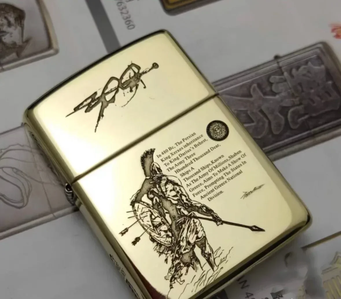 Zippo Golden Sparta Warriors Antojo de todos los lados Accesorio de colección a prueba de viento en caja