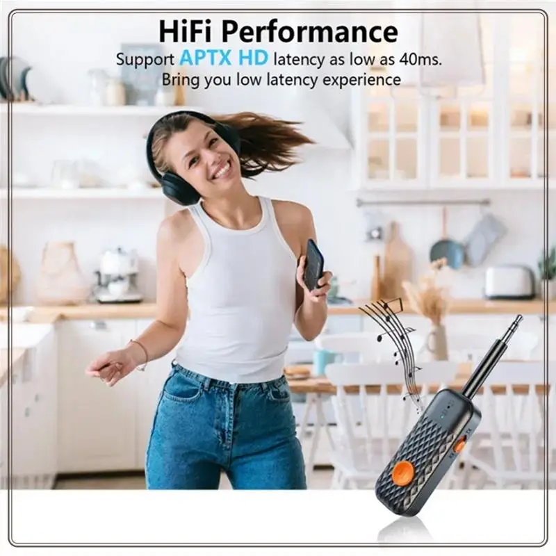 

Reliable-5.2 Bluetooth Receiver And Transmitter Low Latency APTX Smart 1 To 2 Suitable For Headphones Speakers Car TV, Durable,5