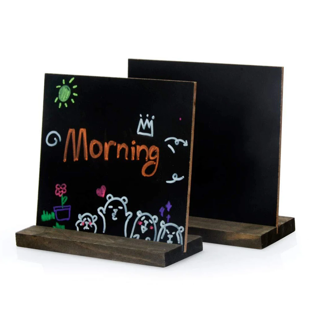 3pcs Small Chalkboard Signs Wooden Message Boards For Menu Display Buffet Party Restaurant Use Multifunctional Desktop Writing