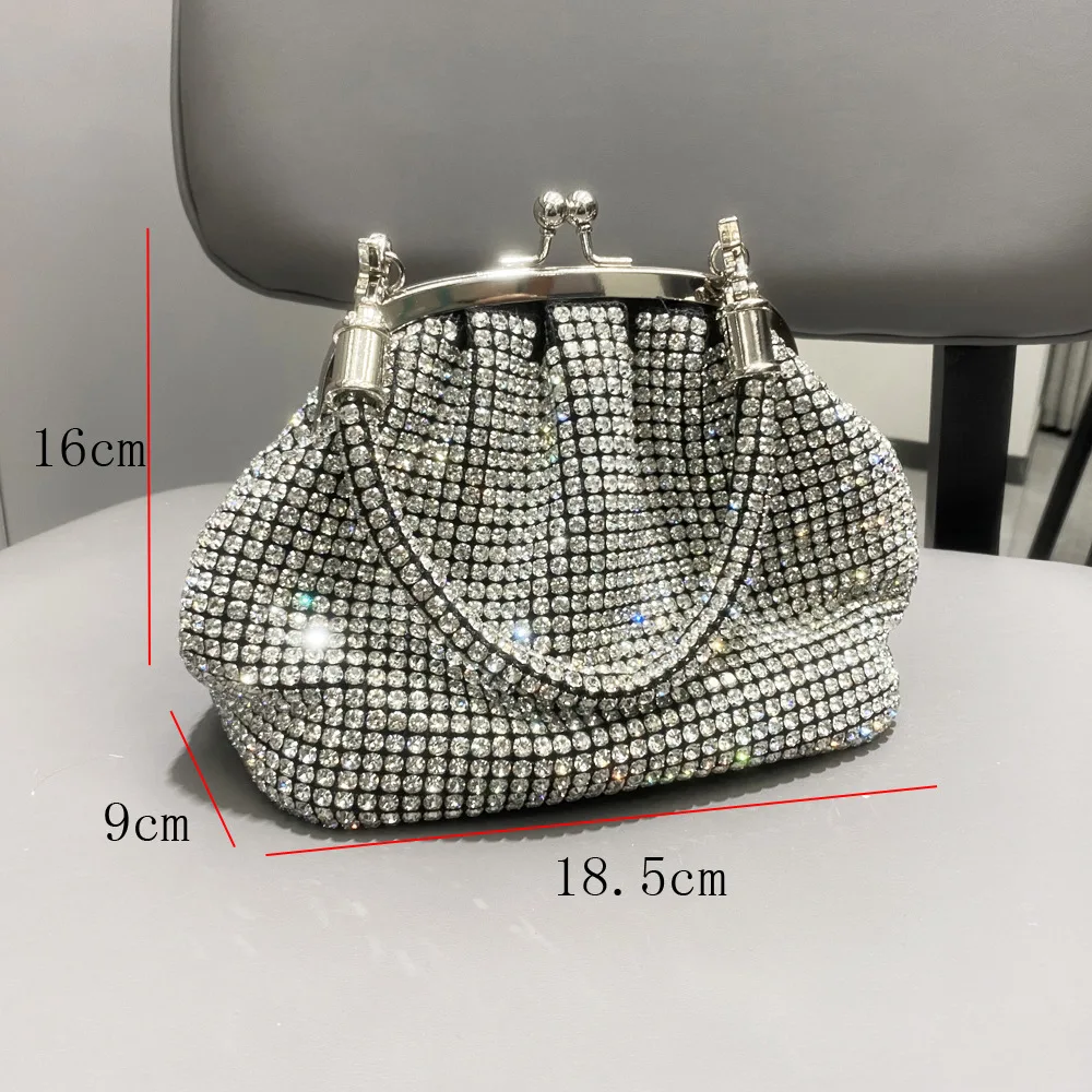 JIOMAY Party Handbag Handbags Luxury Designer Fashion Handbags for Women Shiny Rhinestone Bag Portable Elegant Silver Event Bag