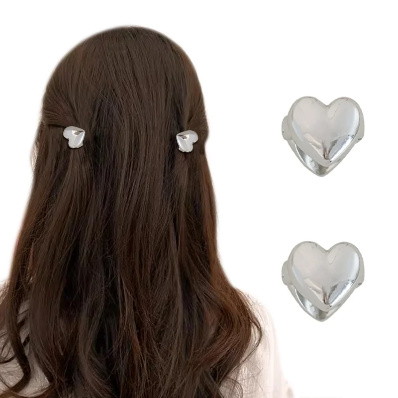 

Shining Luxury Metal Hair Clip with Love Heart Decoration Hairband Fringe Hair Clip Stylish Hair Accessories for Women Girls