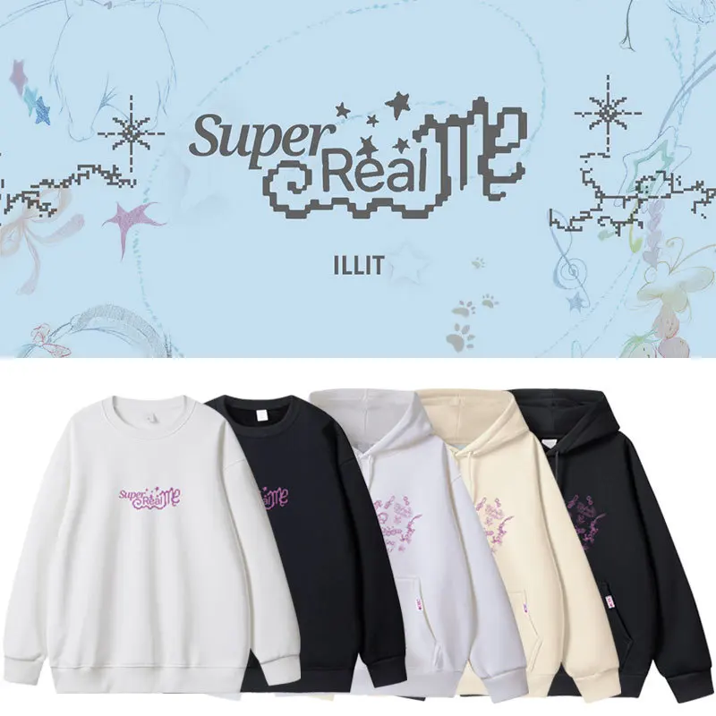 

KPOP ILLIT SUPER REAL ME Album Oversized Women/Men Hoodie Sweatshirt Streetwear Hip Hop Pullover Hooded Jacket Couple Clothes