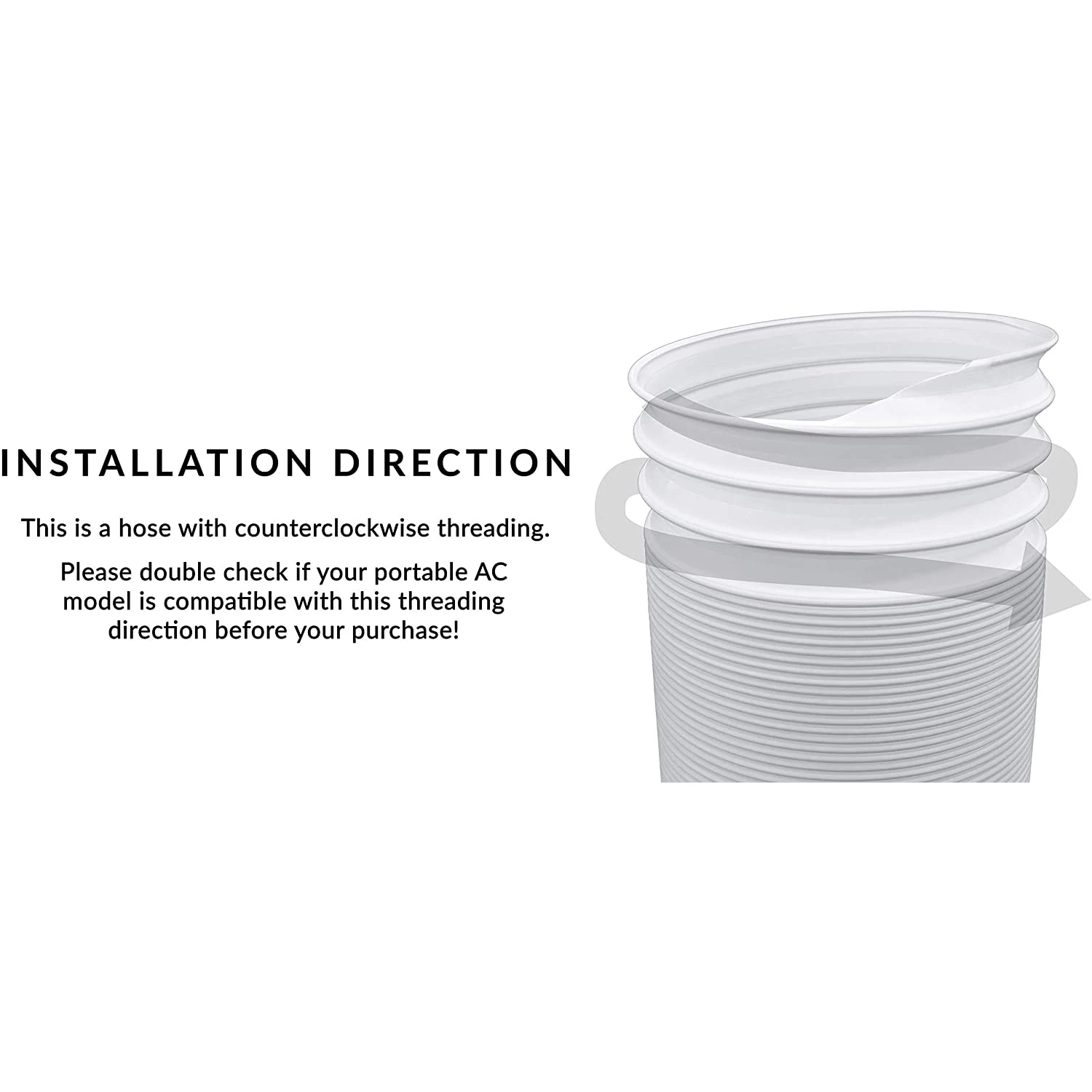 Draagbare airconditioner-uitlaatslang - 5 inch diameter - 59 inch lang - Universele flexibele buis tegen de klok in A002