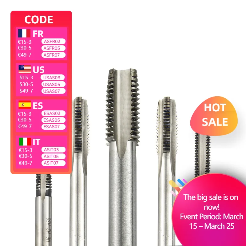 1PCS/5PCS/10PCS M2 M3 M4 M5 M6 M8 M10 M12 high quality HSS Machine Screw Thread Metric Plug Tap Screw Taps Drill Set Hand Tools