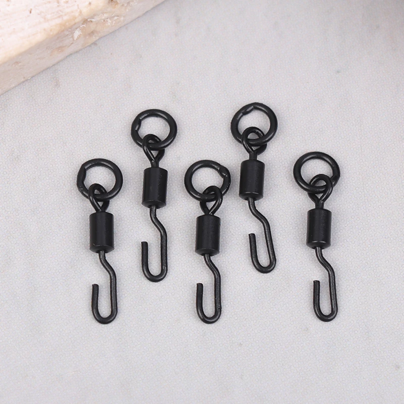 10/20Pcs Karpfen Angeln Wirbel Snaps Mit Solide Ring Schnell Ändern Angeln Haken Wirbel Zubehör Für Karpfen rig Micro Wirbel Haken