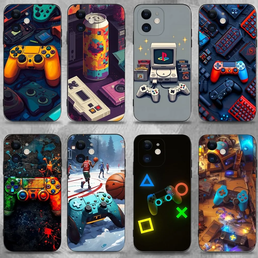 

Console Gamepad Gamer Play Phone Case For iPhone 16,15,14,13,12,11 Plus,Pro Max,XS,X,XR,SE,Mini,8,7,Soft Silicone Black Cover