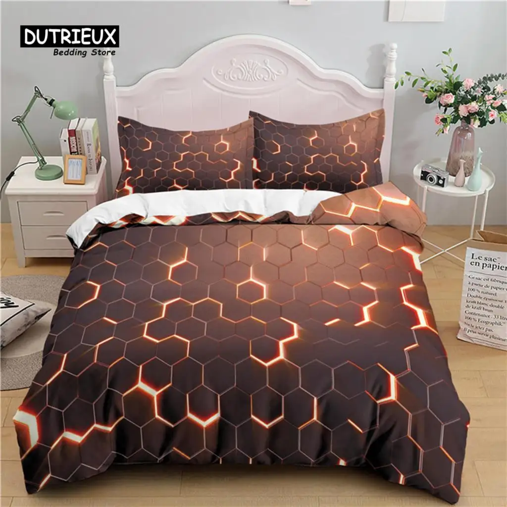 

Luxury 3D Golden Geometry Print Home Living Comfortable Duvet Cover Set Pillowcase Bedding Set Queen and King EU/US/AU/UK Size