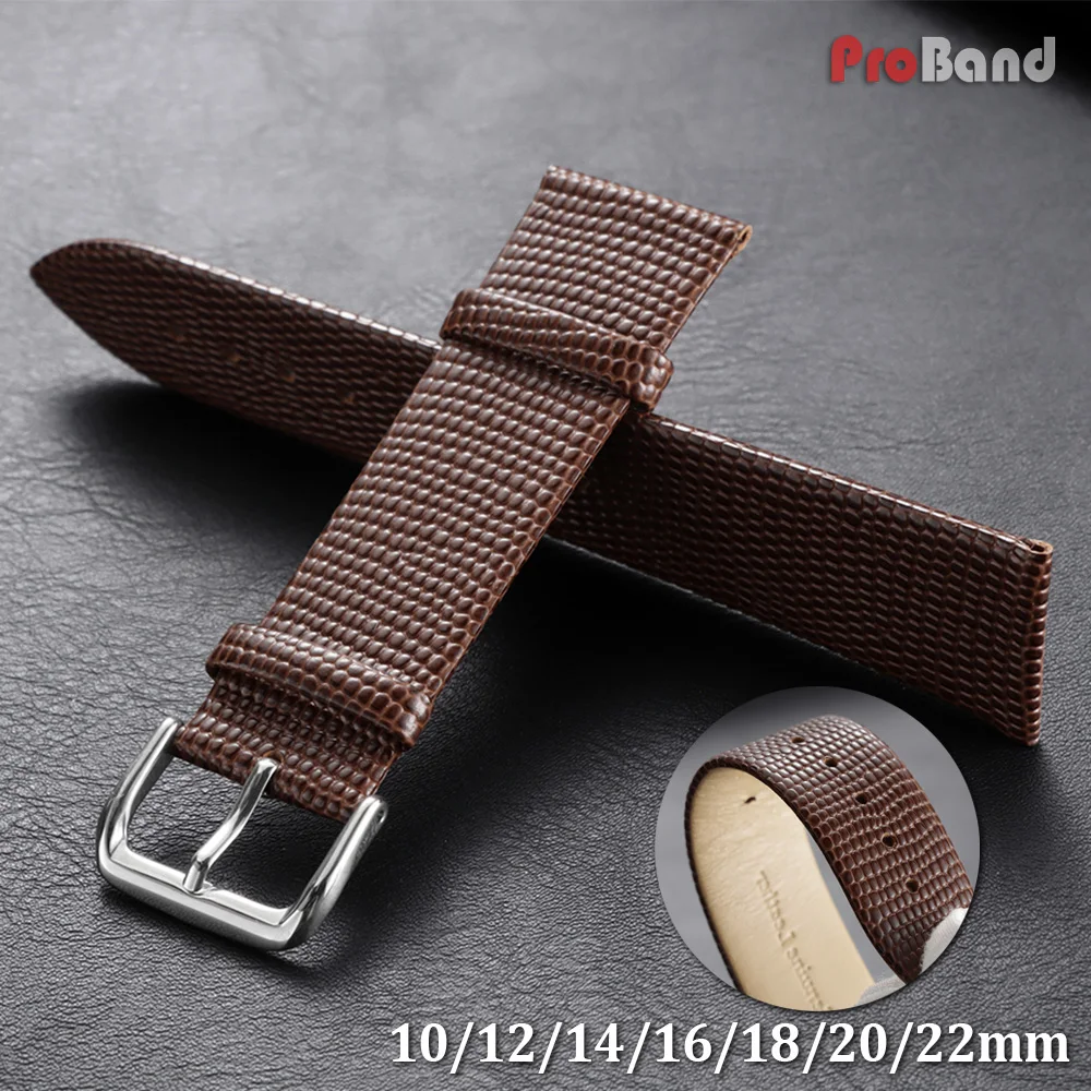 Lizard Print Genuine Leather Watch Band 10mm 12mm 14mm 16mm 18mm 20mm 22mm Replacement Bracelet Men Women Belt Watch Accessories