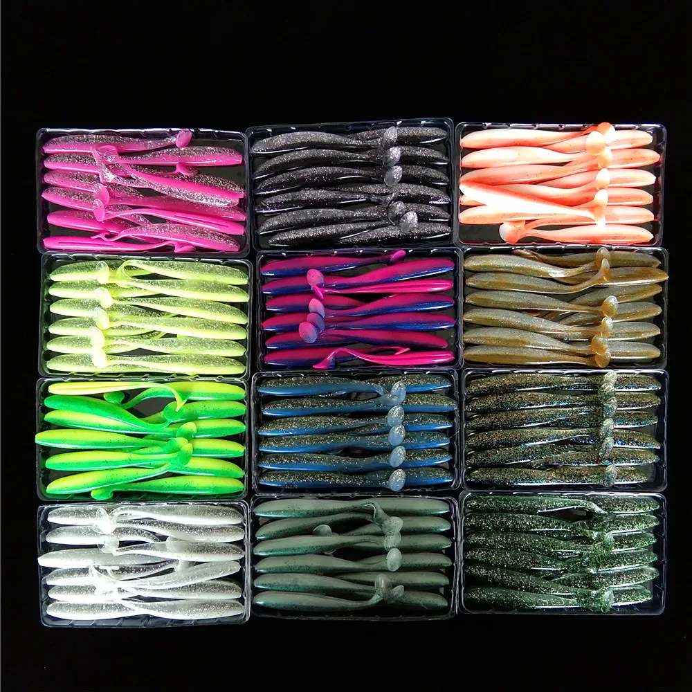 

Tsurinoya 144pcs 88mm T tail Soft Lure Shad Wobbler Silicone Bait Sea Worm Swimbait Silicone Lure accessories