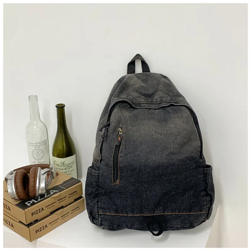 Versatile Zipper School Bags Casual Large Capacity 2025 New Hot Sale Interior Zipper Pocket Denim High Quality Backpacks