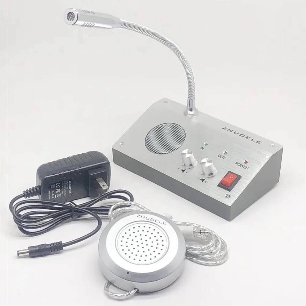 

Dual-Way Intercom System Adjustable Volume Noise-Free Bank Counter Window Speaker Station Use Eu Plug Compatible