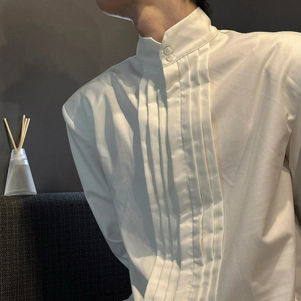 

For Casual Occasions XL 3XL Buttoned Shirt Stylish Mens Undergarment Shirt Clothing Long Sleeve Top Solid Color Fabric
