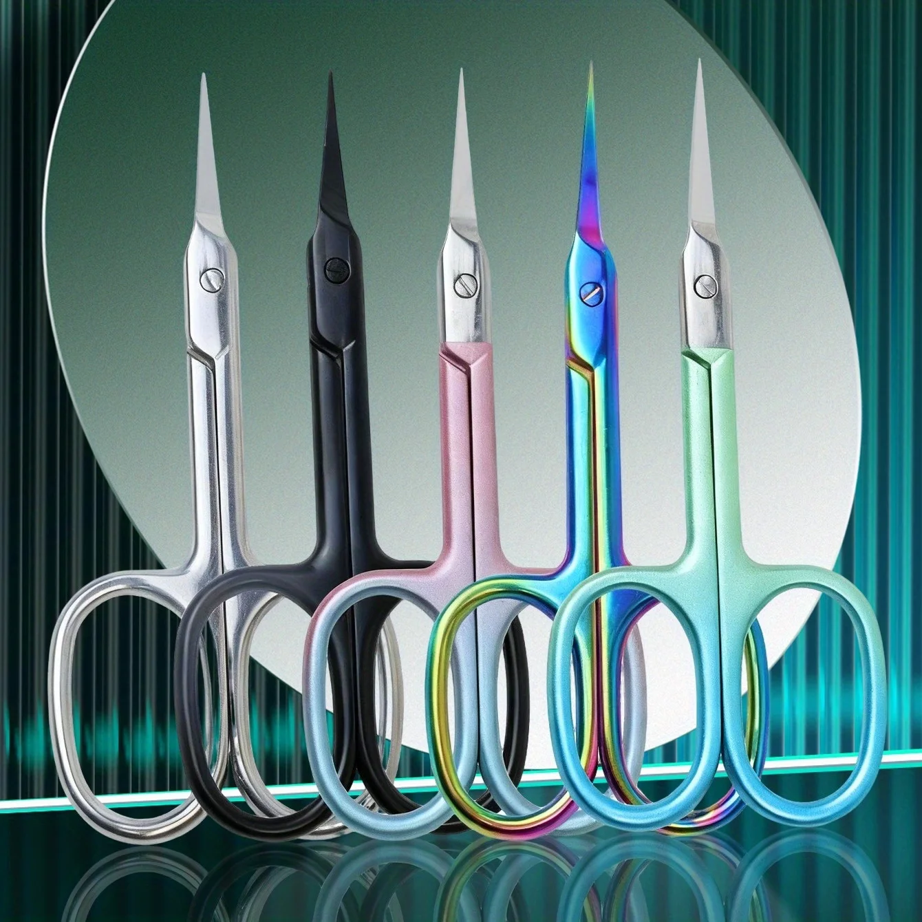 Tesoura profissional de cutícula de aço inoxidável e tesoura de beleza, aparador de cutícula de unhas, cortador de cutícula lâmina curvada pontiaguda