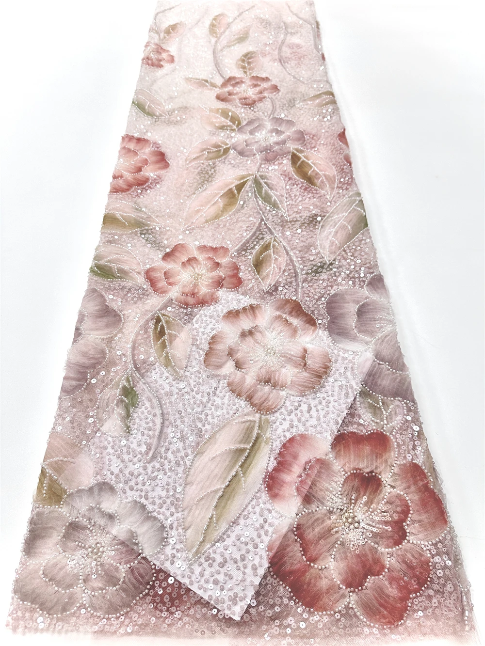 African Chantilly Net Mulcolor Sequins Lace Fabric 2025 Nigerian Sewing 5 Yards Lace Fabric For Sewing DIY Fabric Party Dress