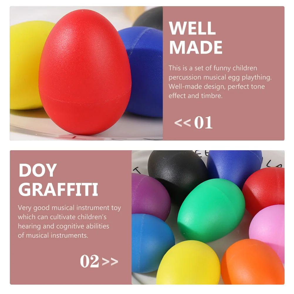 

12pcs Colorful Plastic Sand Eggs Kids Percussion Music For Early Education Maraca Egg Shaker Children Educational Playthings